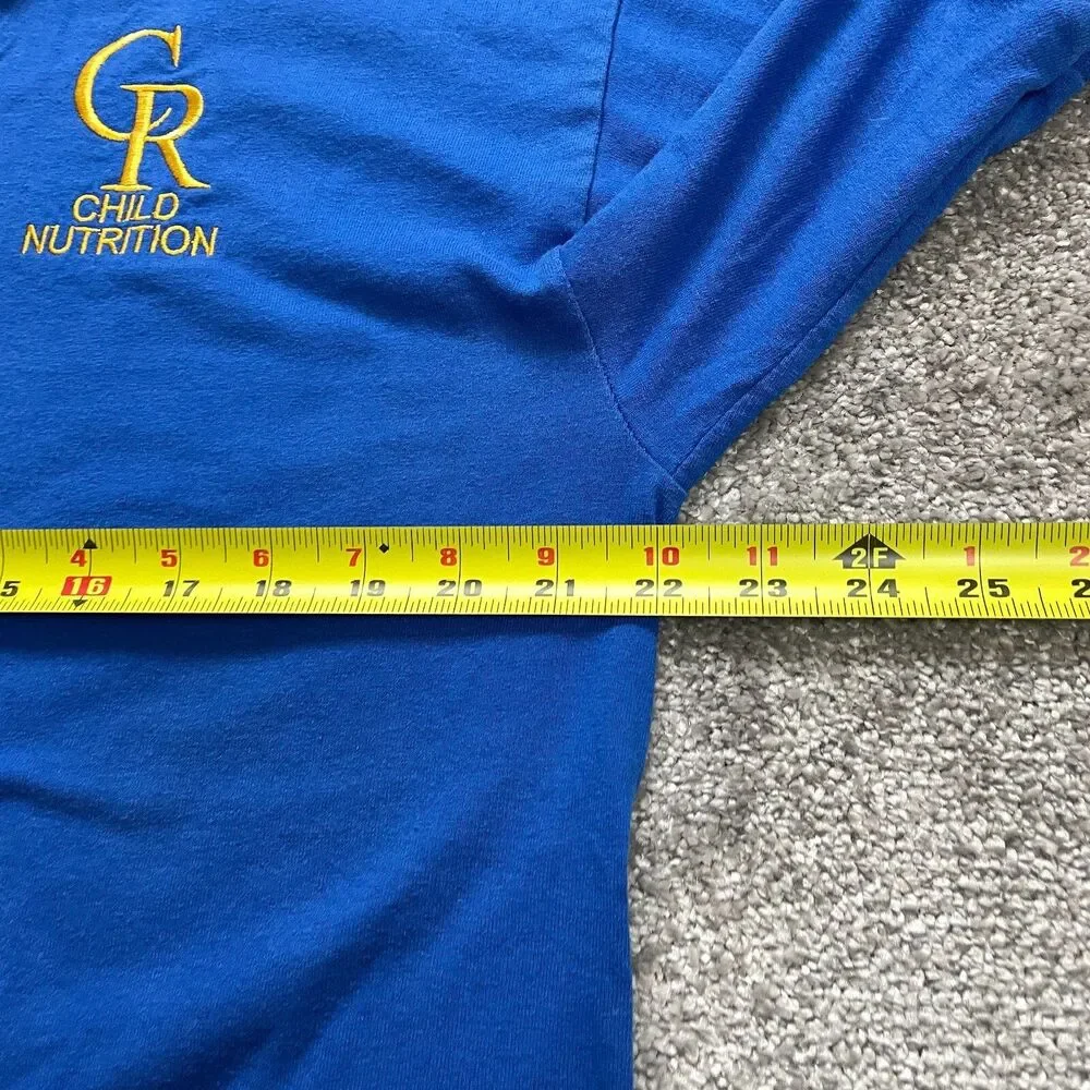 Gildan Dry Blend Polo Shirt Mens Large Blue Collared Child Nutriotion Logo Rugby
